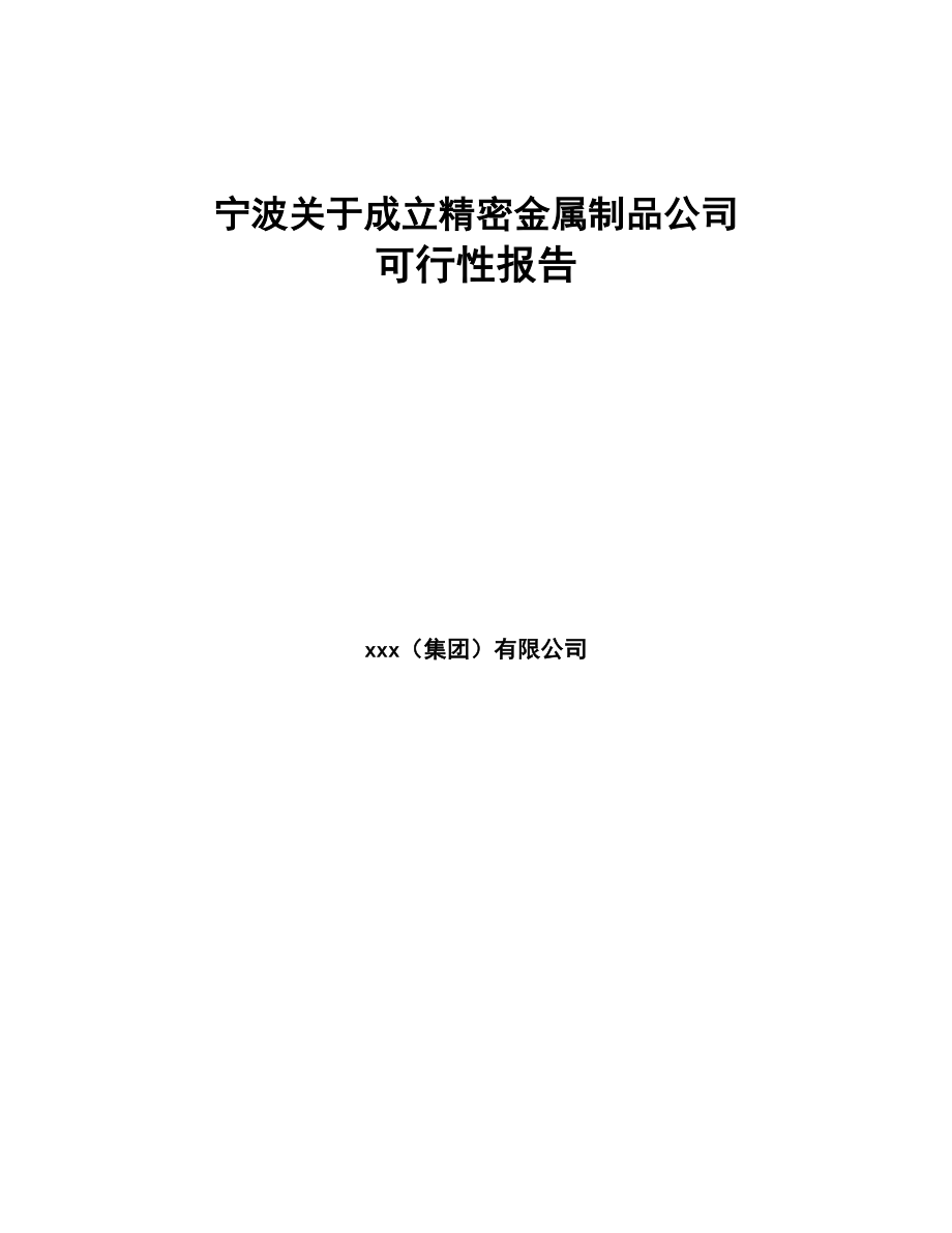宁波关于成立精密金属制品公司可行性报告(DOC 78页)_第1页
