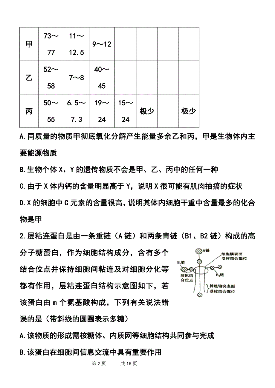 浙江省高中生物竞赛试卷及答案_第2页