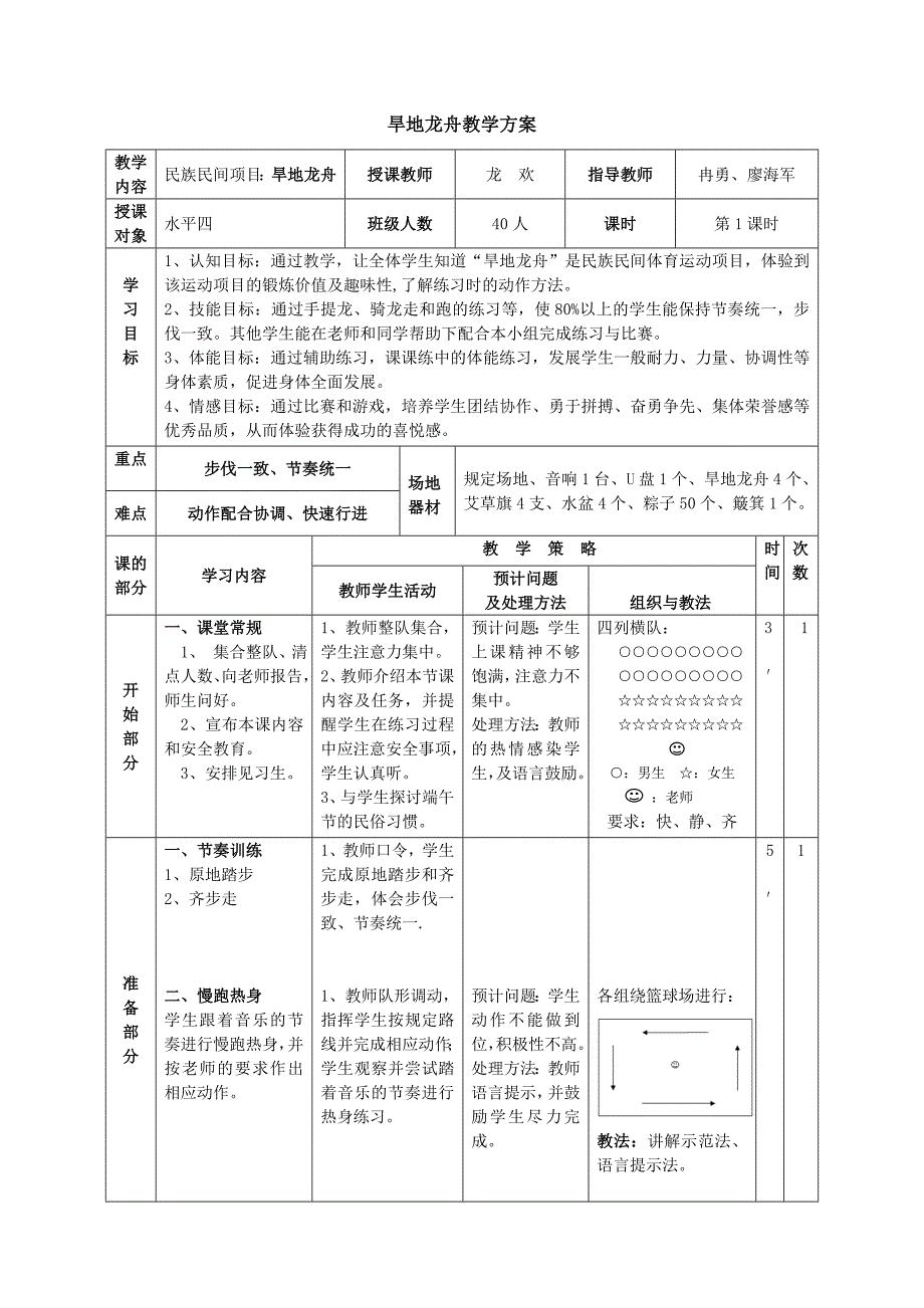旱地龙舟教学方案_第1页