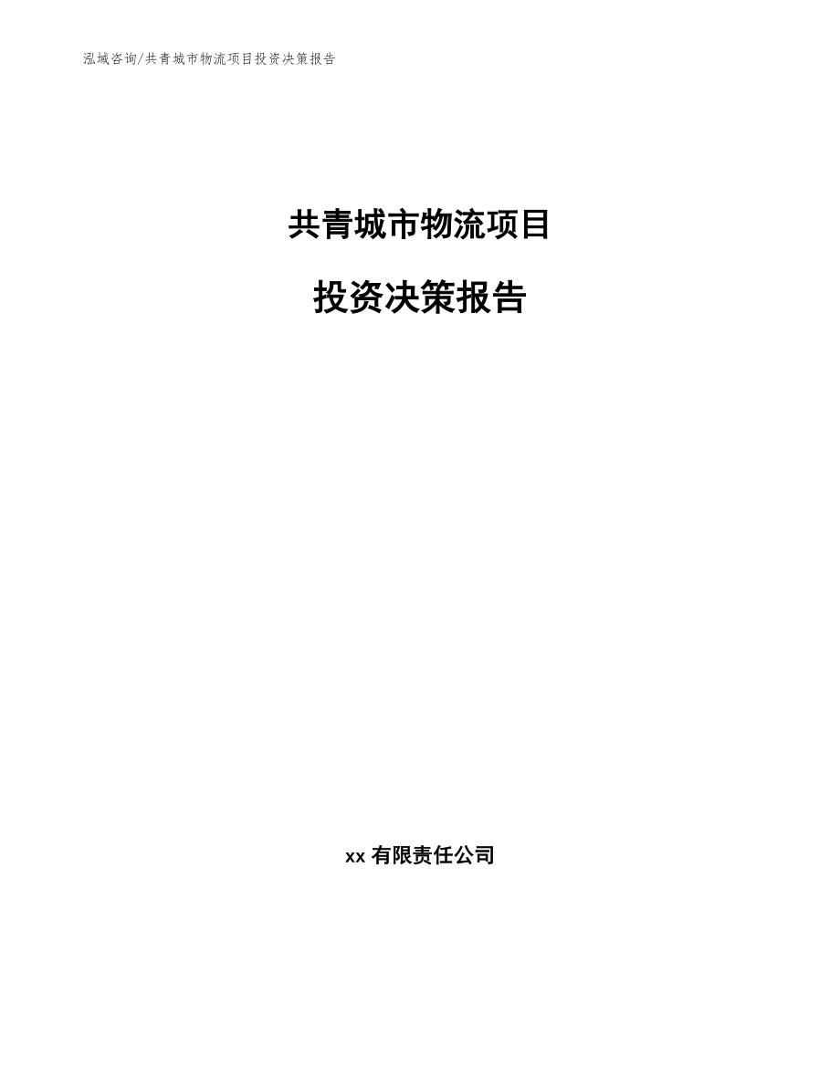 共青城市物流项目投资决策报告_第1页