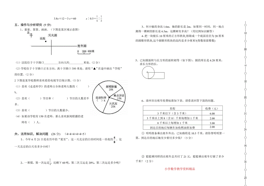 小学六年级下数学毕业考模拟试卷_第2页