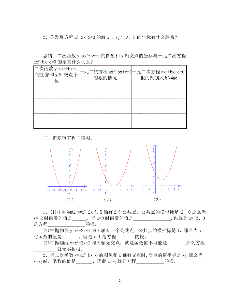 2621二次函数与一元二次方程的关系.doc_第2页