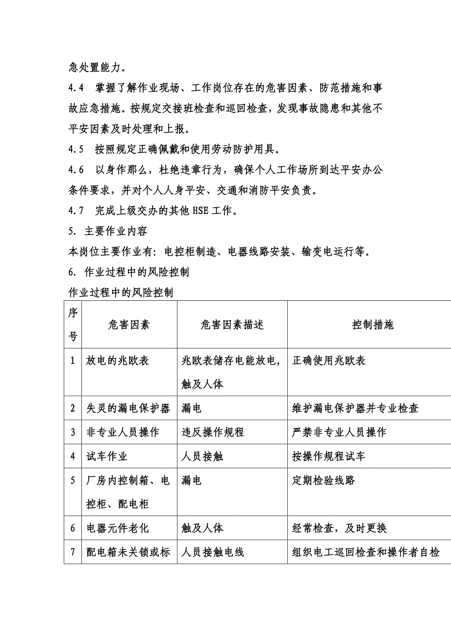 电工岗位HSE作业指导书_第2页