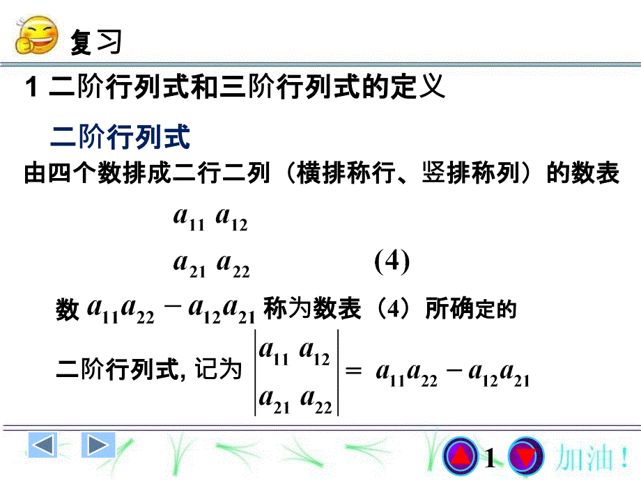 高等代数课件：第二课 三阶行列式_第1页