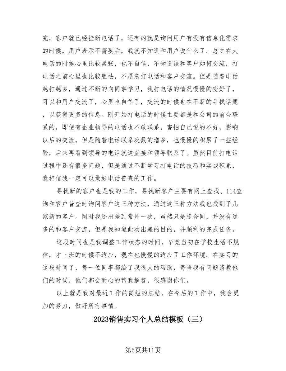 2023销售实习个人总结模板（4篇）.doc_第5页