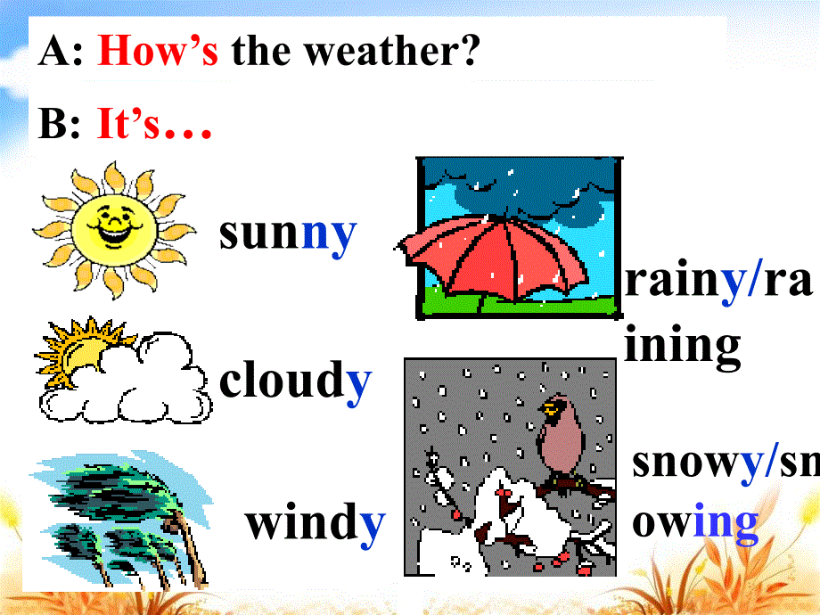 人教版七年级英语下册《nit 6 It’s raining!Section A》课件_8_第3页