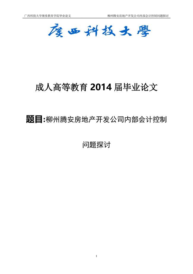 柳州腾安房地产开发公司内部会计控制问题探讨.doc