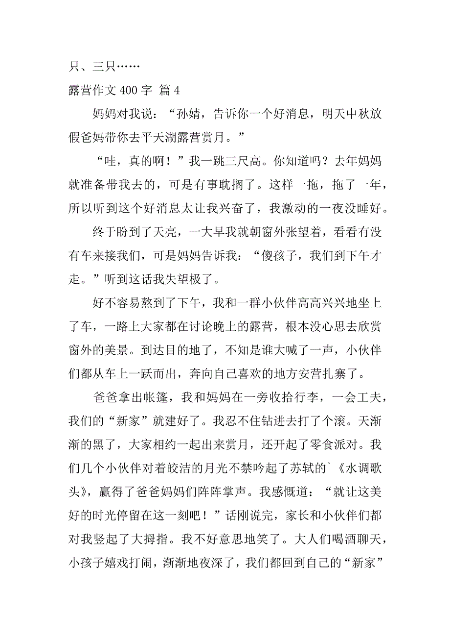 2024年关于露营作文400字合集九篇_第4页