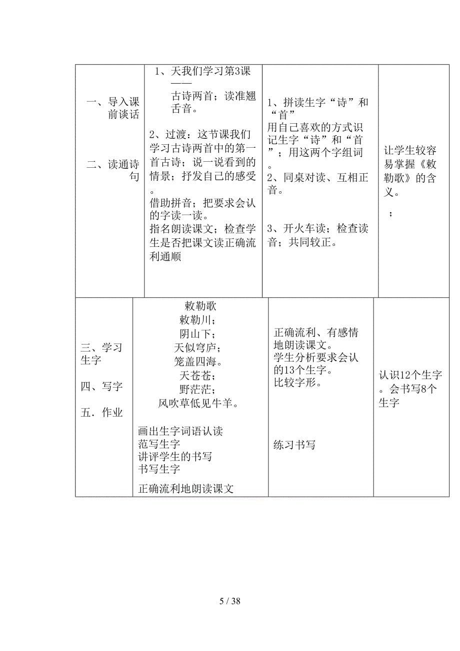 部编二年级语文上册第七单元表格式教案.doc_第5页