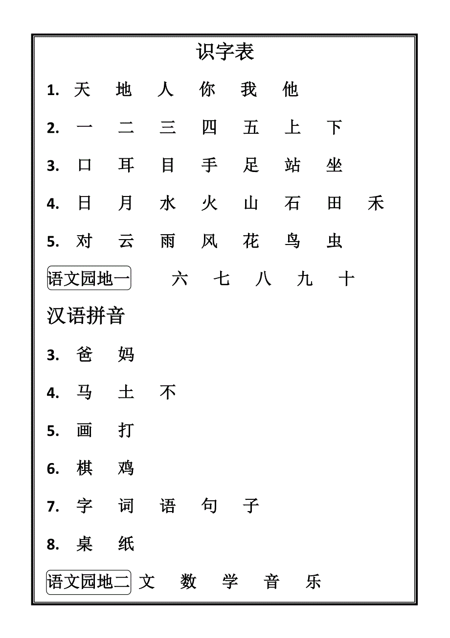 一年级上册语文生字表_第1页