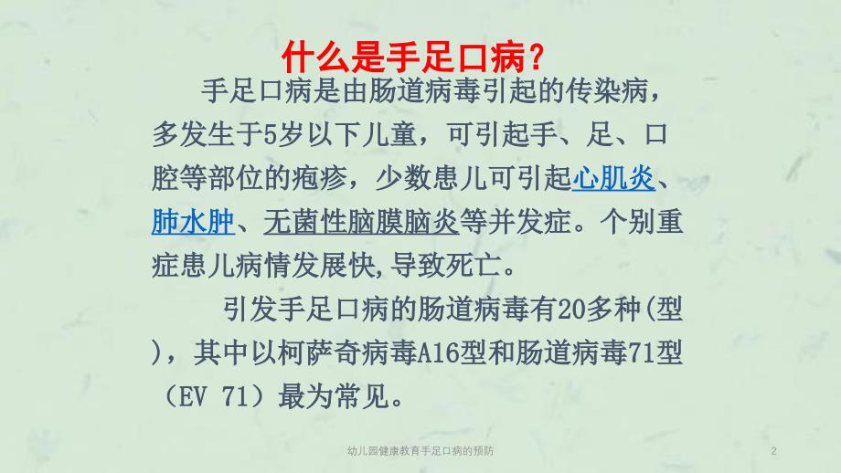 幼儿园健康教育手足口病的预防课件_第2页