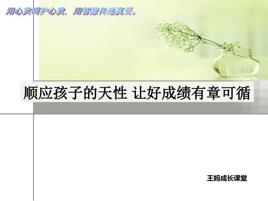 顺应孩子的天性让好成绩有章可循王妈成长课堂家庭课件_第1页