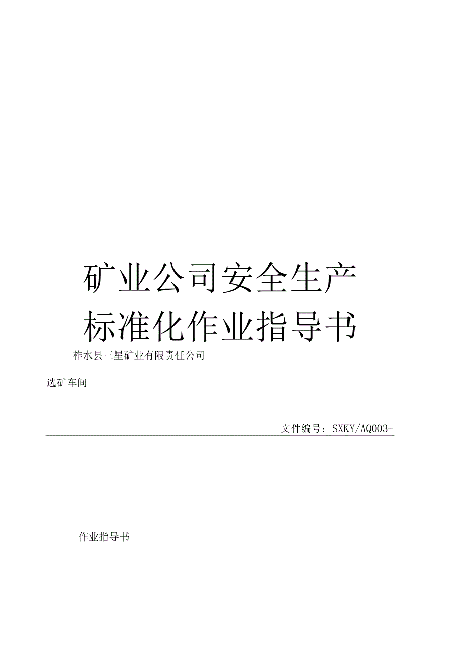 矿业公司安全生产标准化作业指导书_第1页