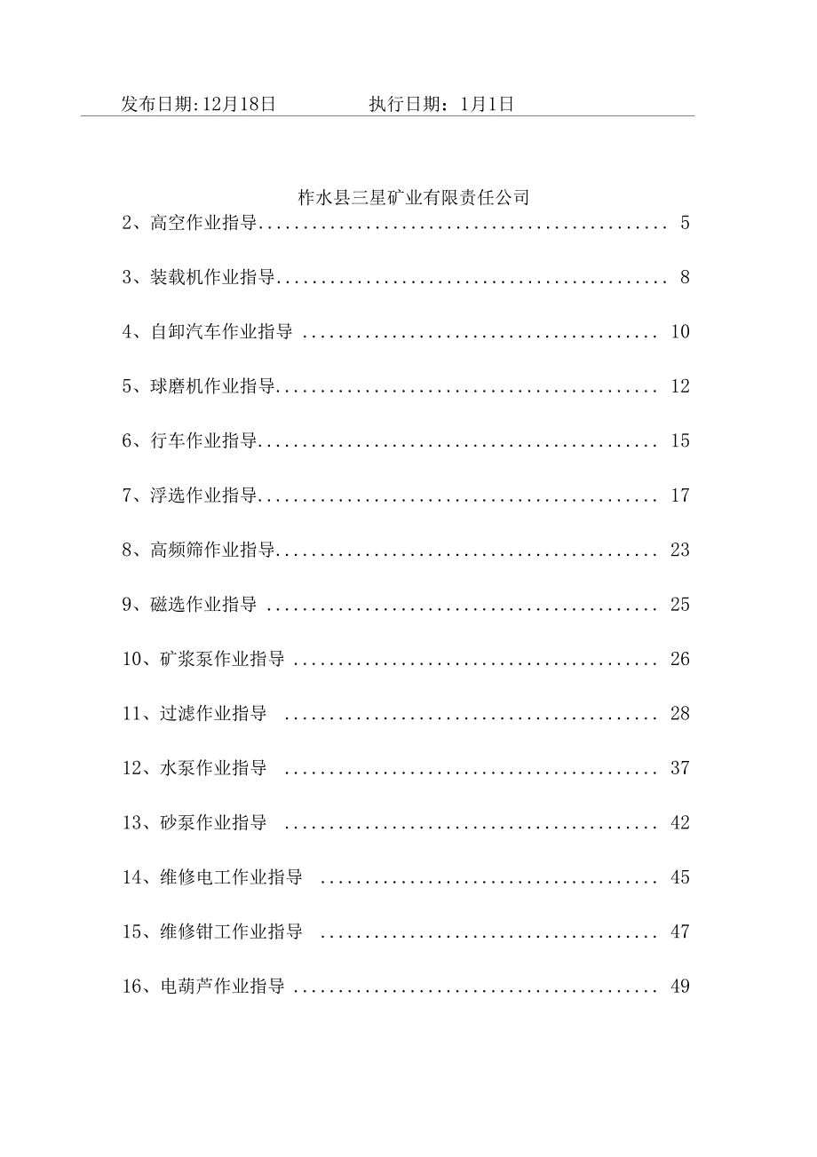 矿业公司安全生产标准化作业指导书_第2页