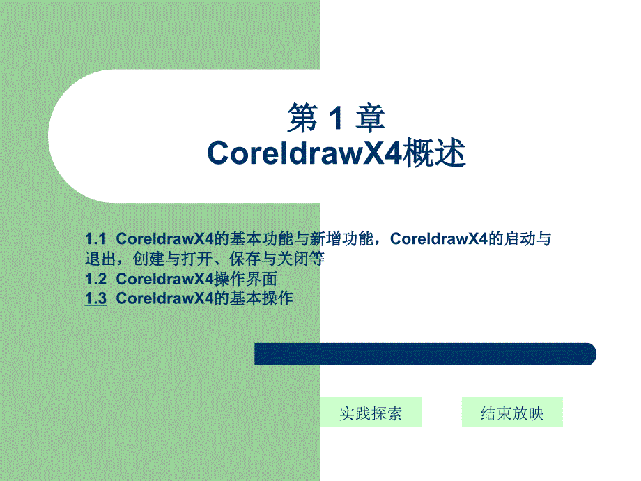 CoreldrawX4平面设计基础教程CoreldrawX4的概述、基本操作_第1页