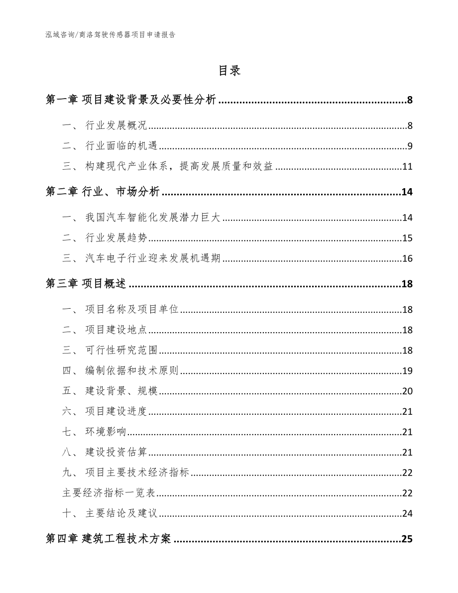 商洛驾驶传感器项目申请报告【模板范文】_第1页