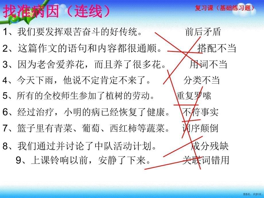 统编版语文三年级上册复习课基础知识题句子课件 （31页）(PPT 31页)_第5页