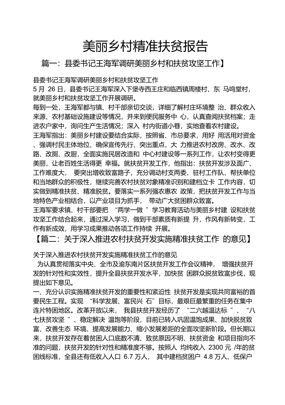 美丽乡村精准扶贫报告_第1页