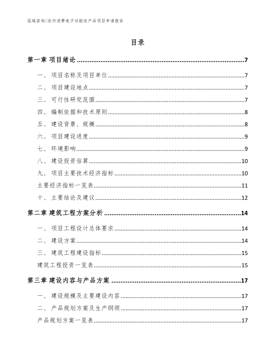 沧州消费电子功能性产品项目申请报告_模板范本_第1页