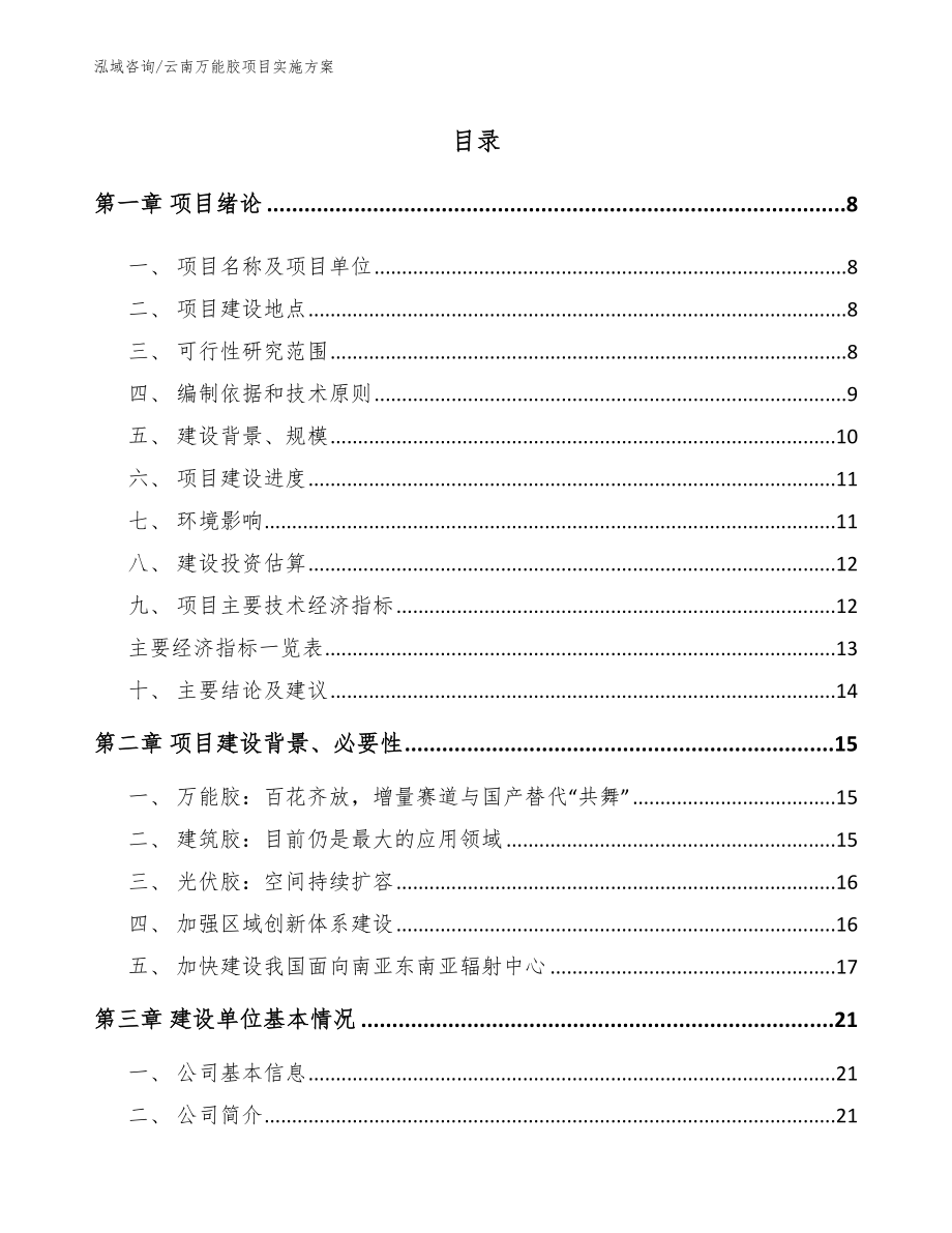 云南万能胶项目实施方案_范文参考_第2页