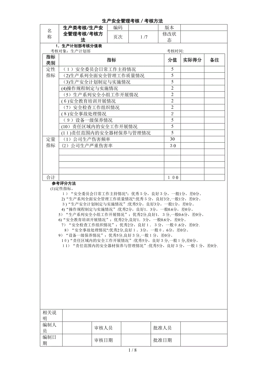 生产安全管理考核考核方法_第1页