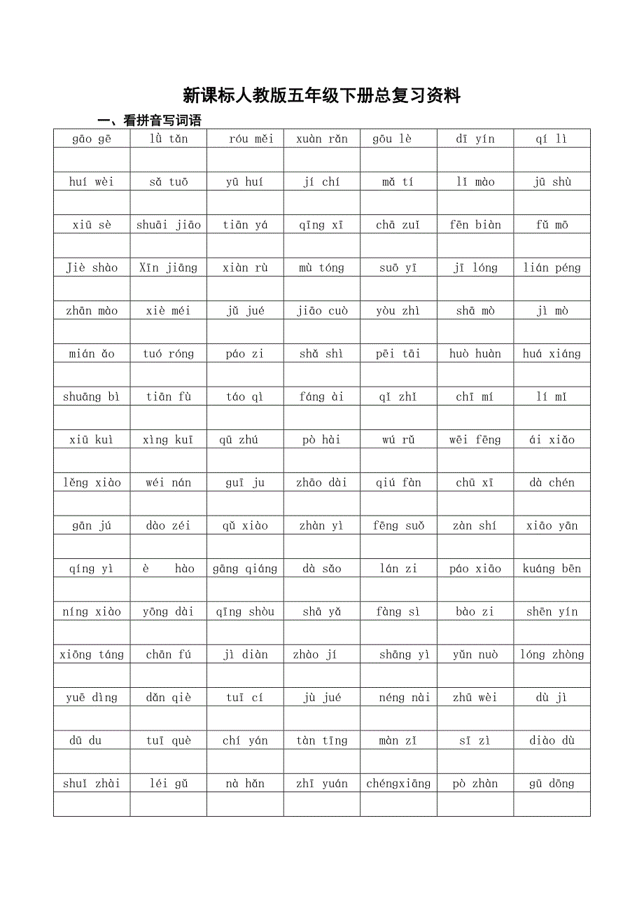 人教版五年级语文下册总复习资料.doc_第1页