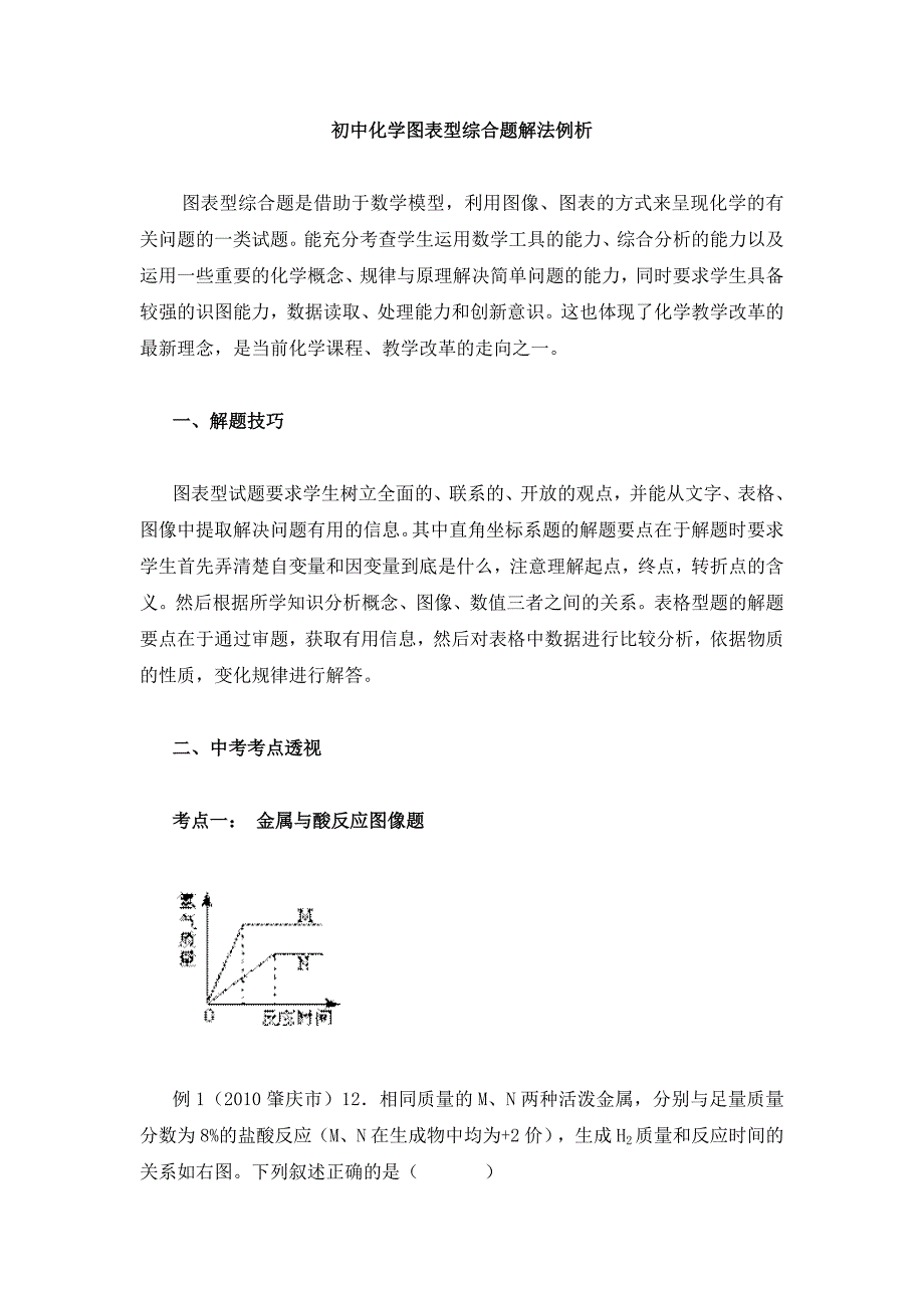 初中化学图表型综合题解法例析_第1页