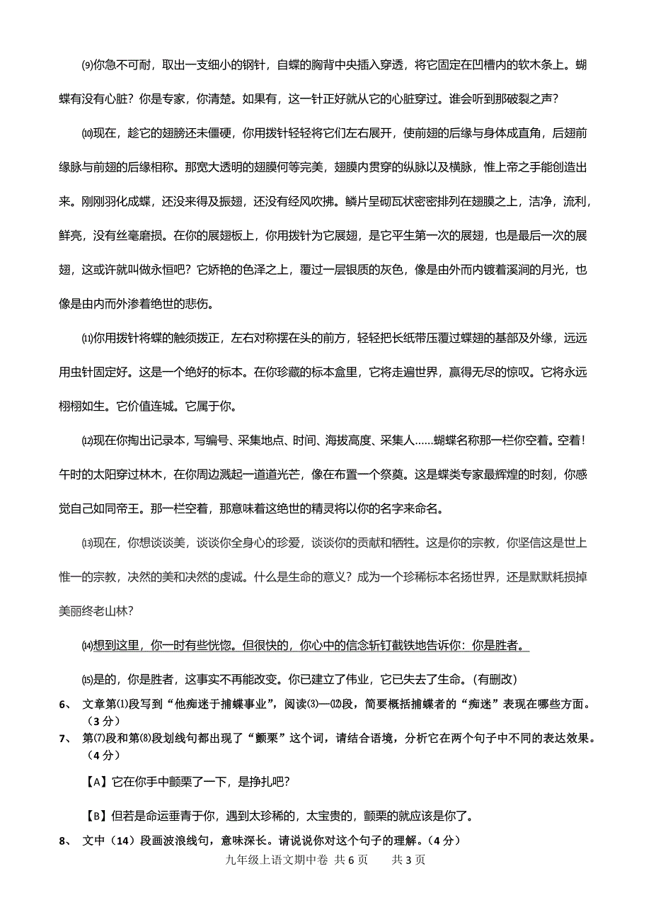 团队六校上九年级期中质量调研语文试卷_第3页