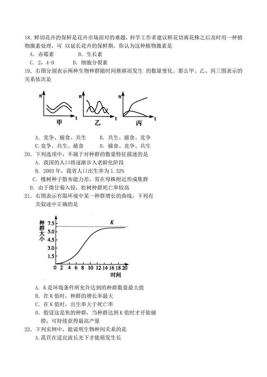 高二生物必修3清明假期作业_第5页