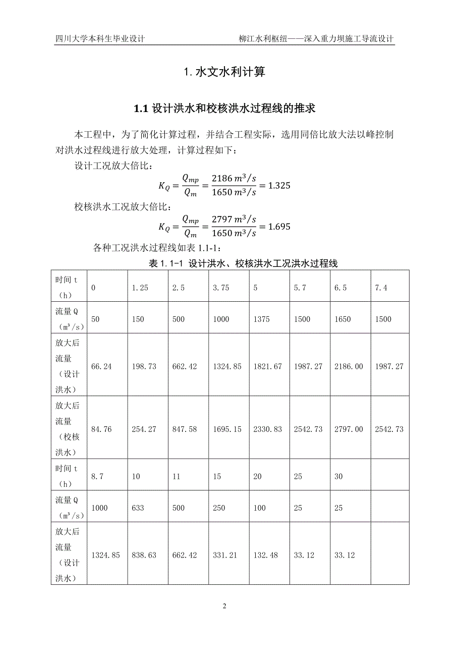 本科毕业设计——柳江水利枢纽——深入重力坝施工导流设计.docx_第2页