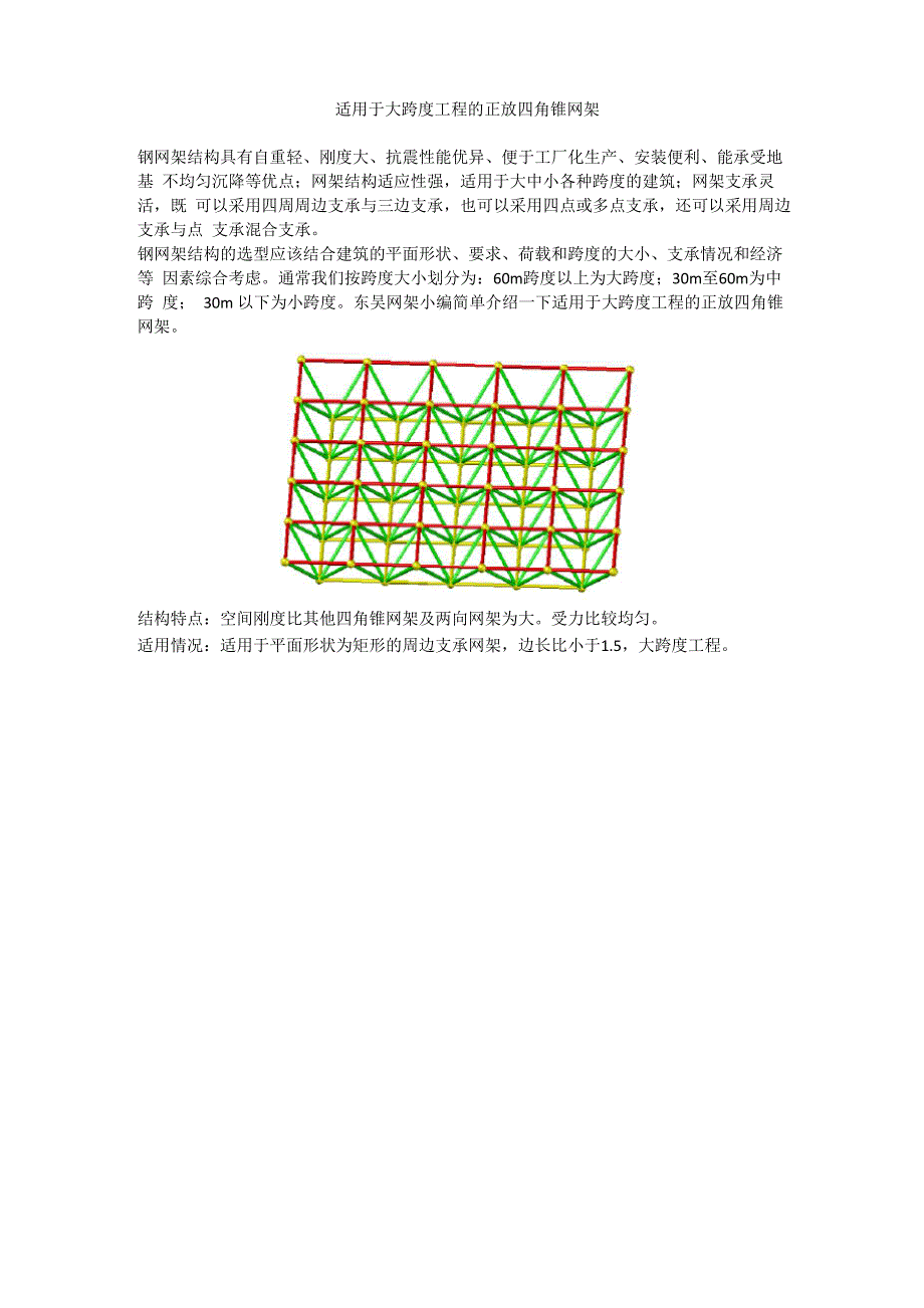 适用于大跨度工程的正放四角锥网架_第1页