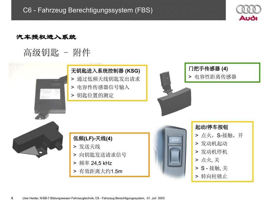 奥迪A6（C6)培训手册：06_C6进入许可_第5页