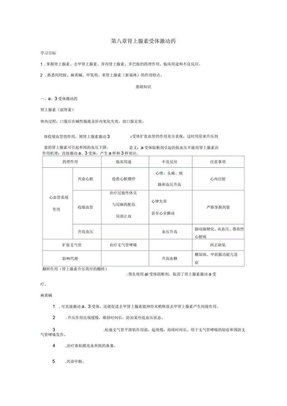 第八章肾上腺素受体激动药_第1页