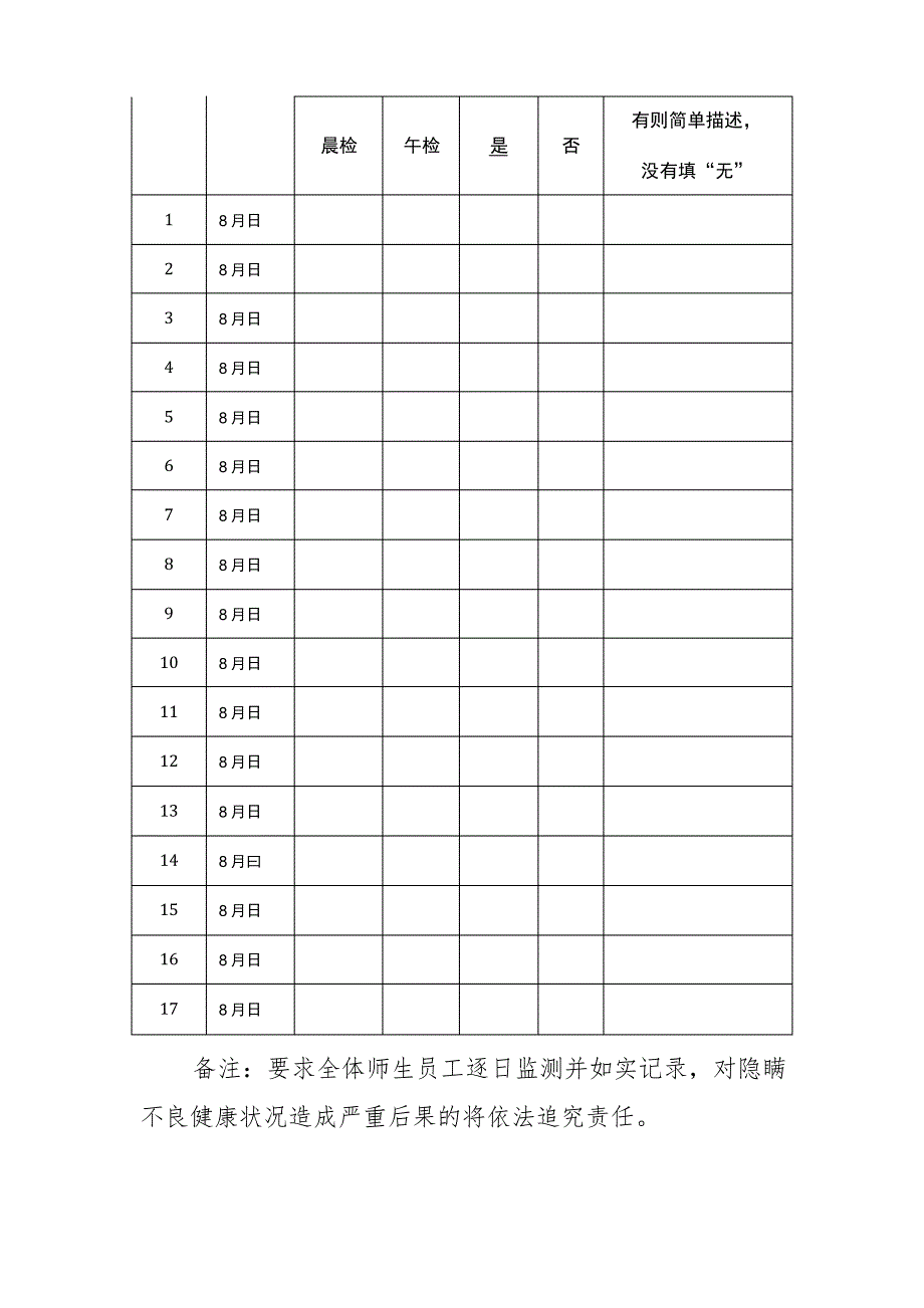 2021学校开学14天疫情防控教职工“一人一档”健康卡申请表(合辑)_第4页