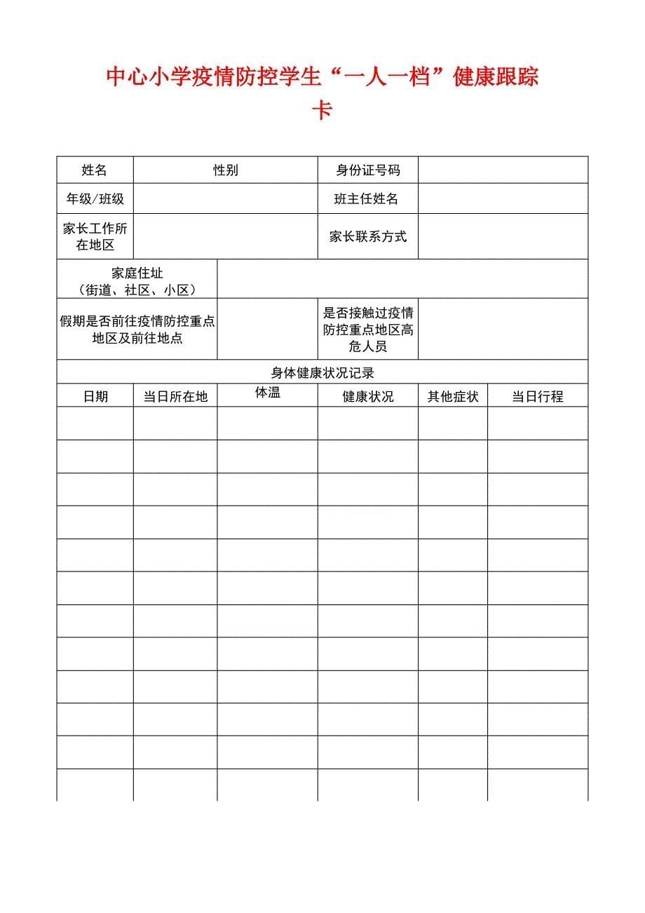 2021学校开学14天疫情防控教职工“一人一档”健康卡申请表(合辑)_第5页