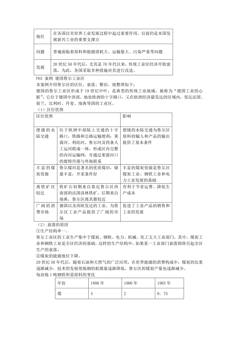 新编一师一优课高一地理人教版必修2教学设计：4.3传统工业区与新工业区1 Word版含答案_第2页