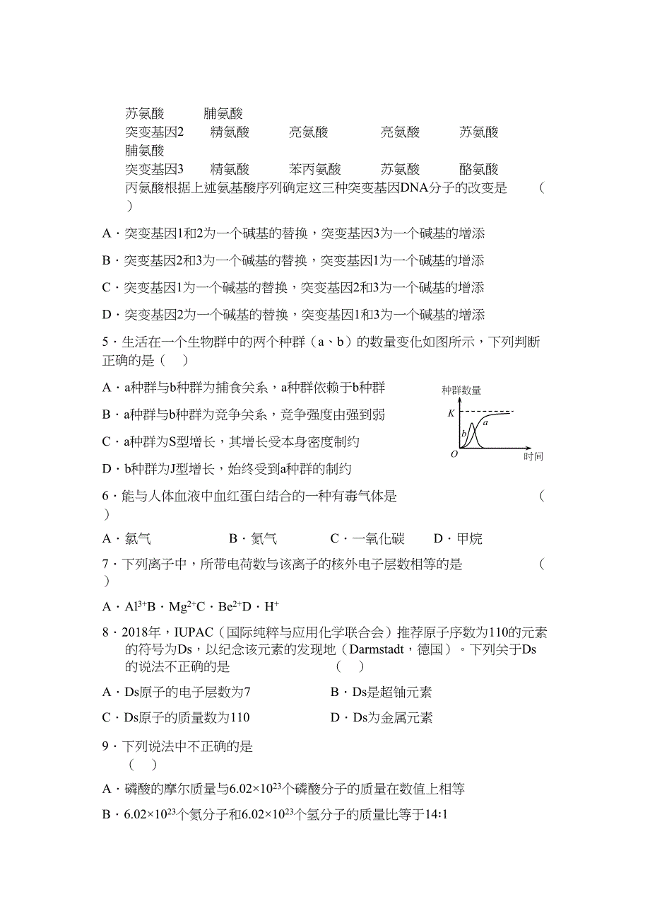 2018全国高考试题浙江卷理综_第2页