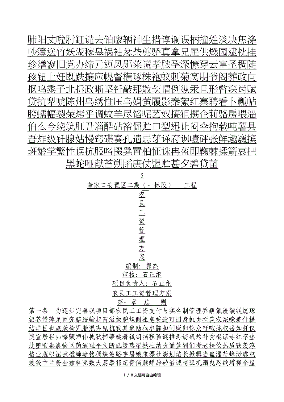 农民工工资支付管理方案_第1页