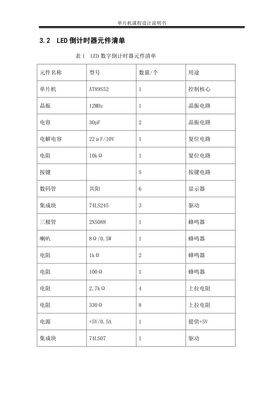 单片机课程设计说明书-基于AT89S52单片机的数字倒计时器设计.doc_第4页