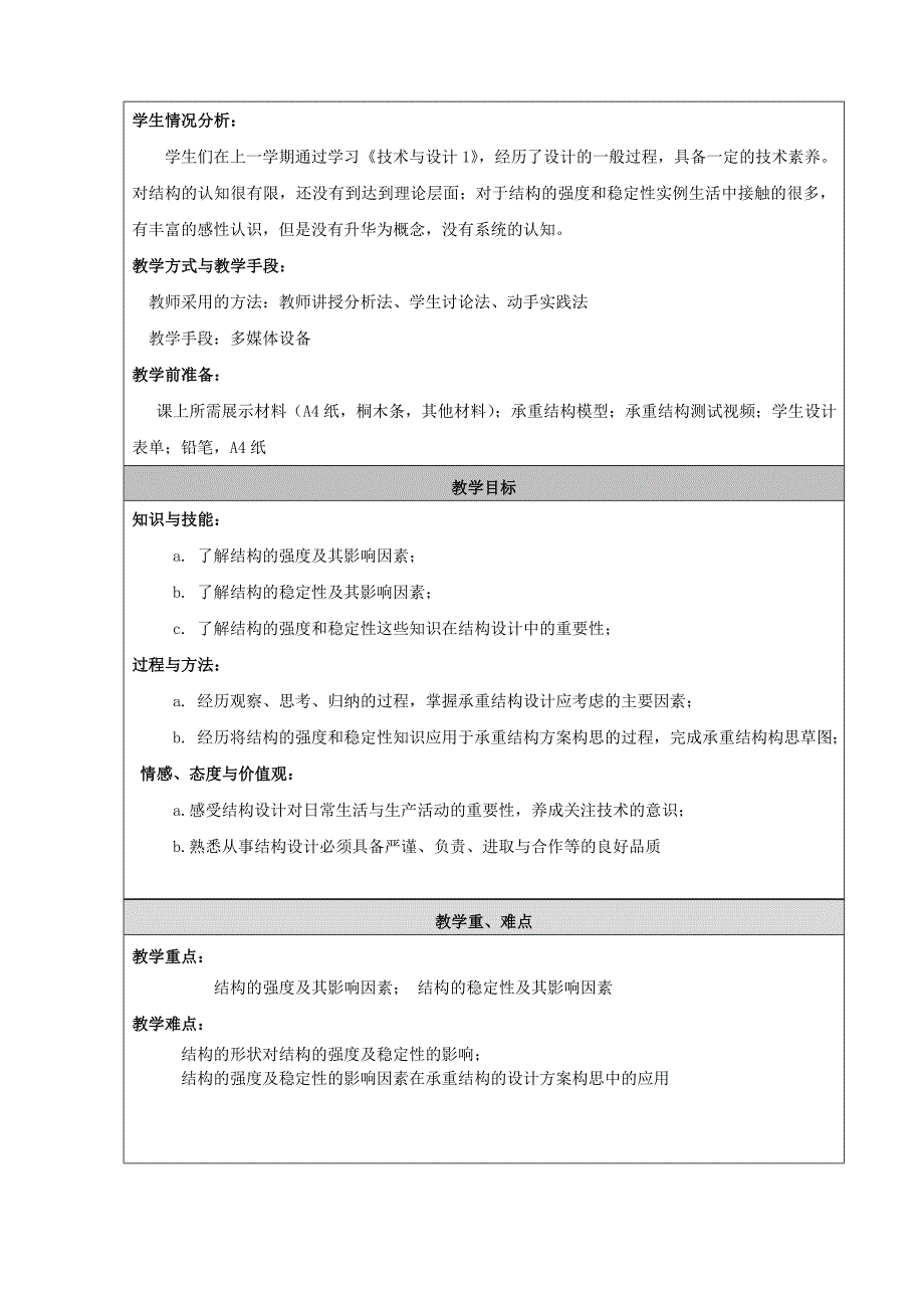 承重结构设计与制作一方案构思教学设计_第2页