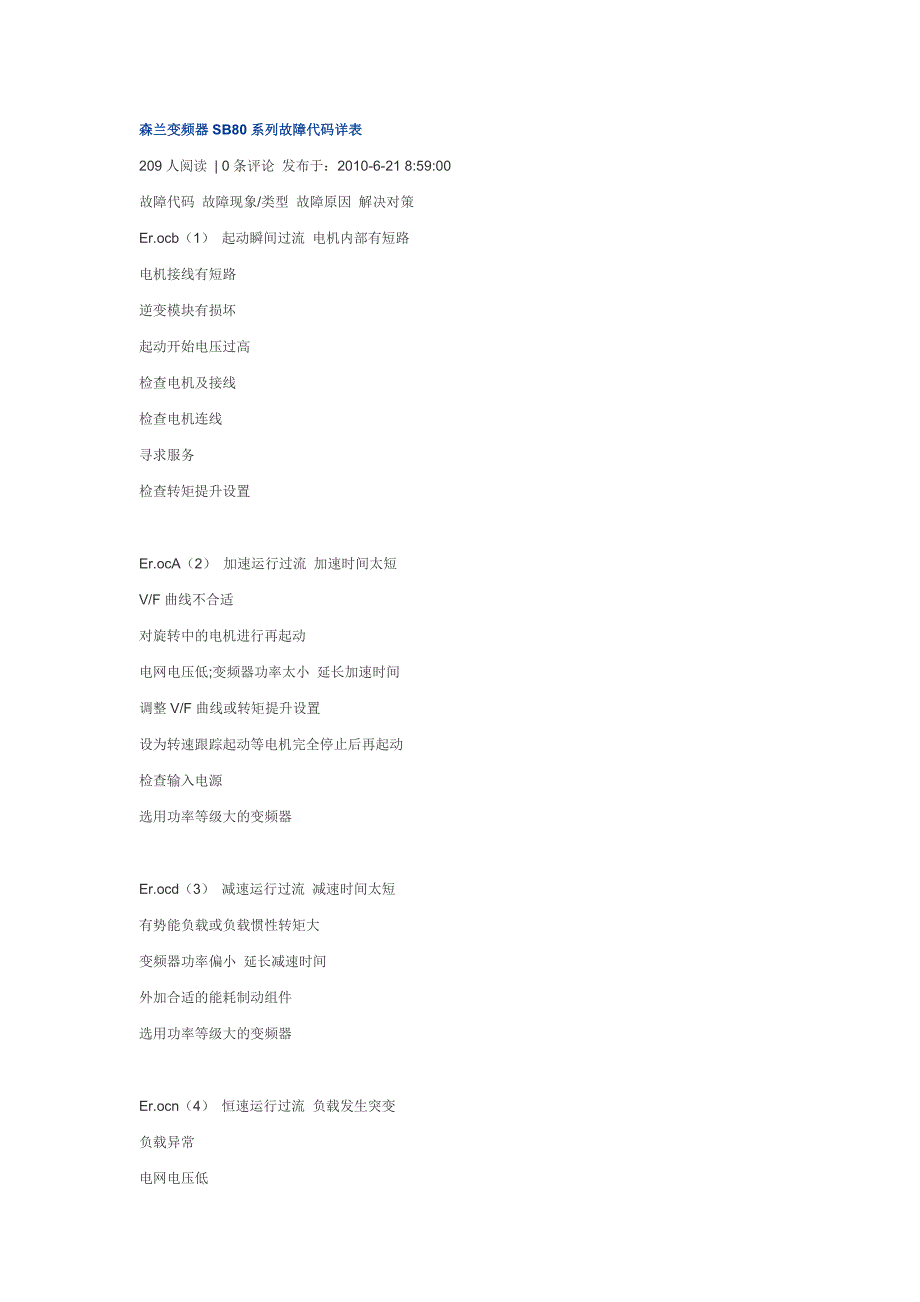 森兰变频器SB80系列故障代码详表.doc_第1页