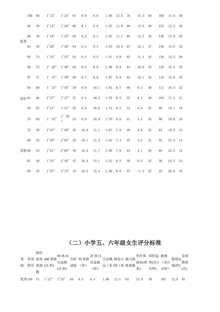 小学生体质健康测试评分标准_第5页