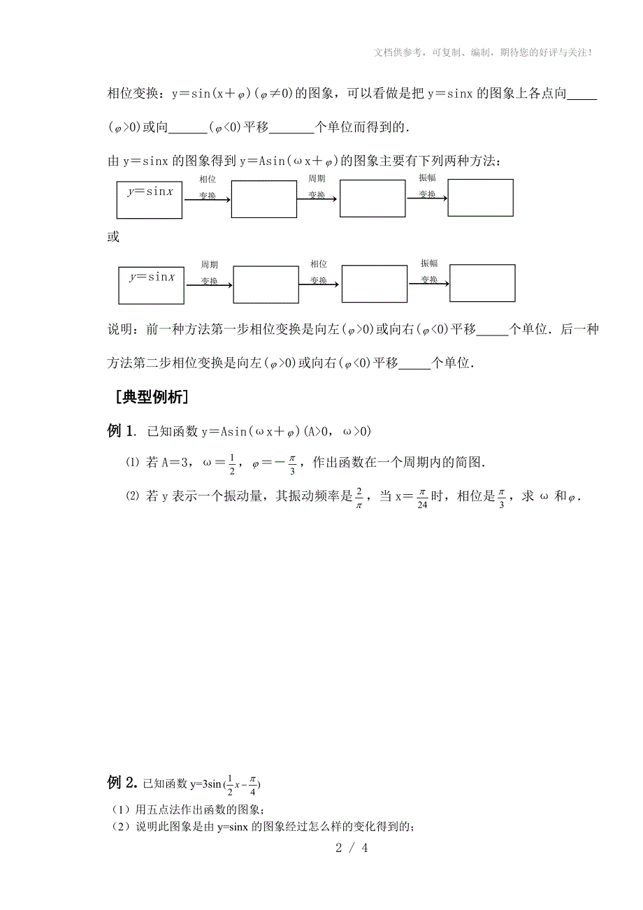 2011届高考数学第一轮复习导学案三角函数的图像与性质_第2页