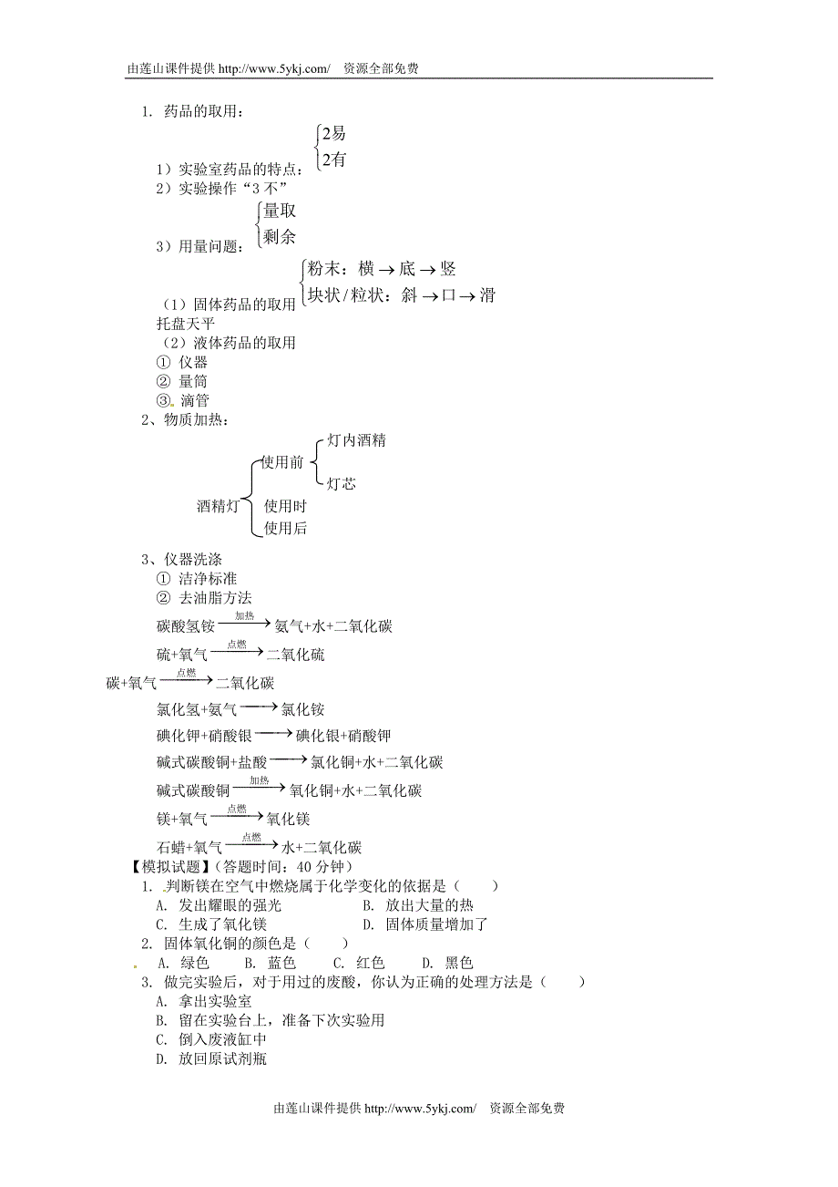 初三 化学实验专项训练题1_第2页