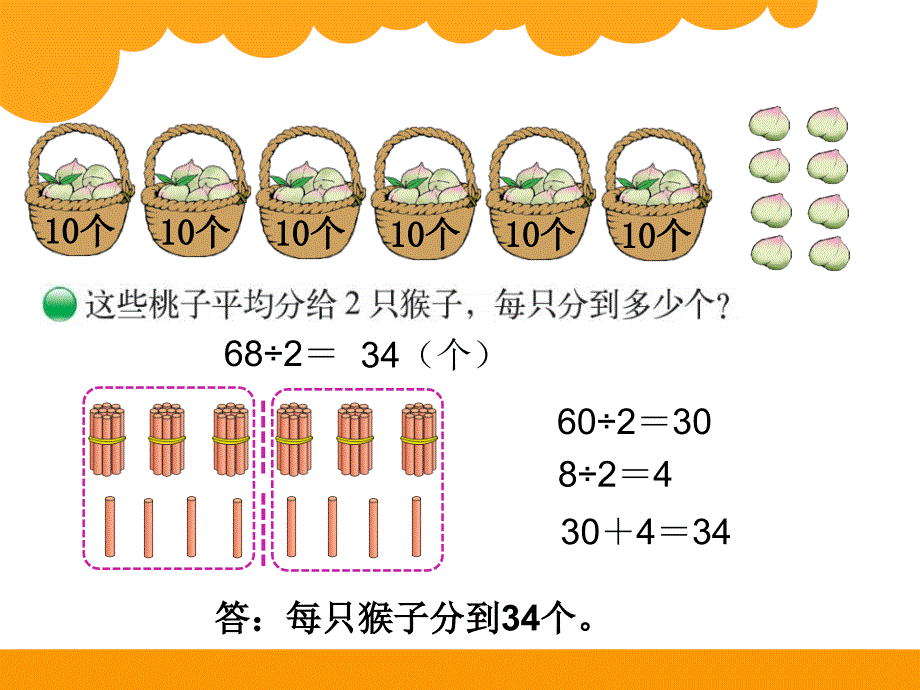 北师大小学数学三下1.1分桃子PPT课件_第2页