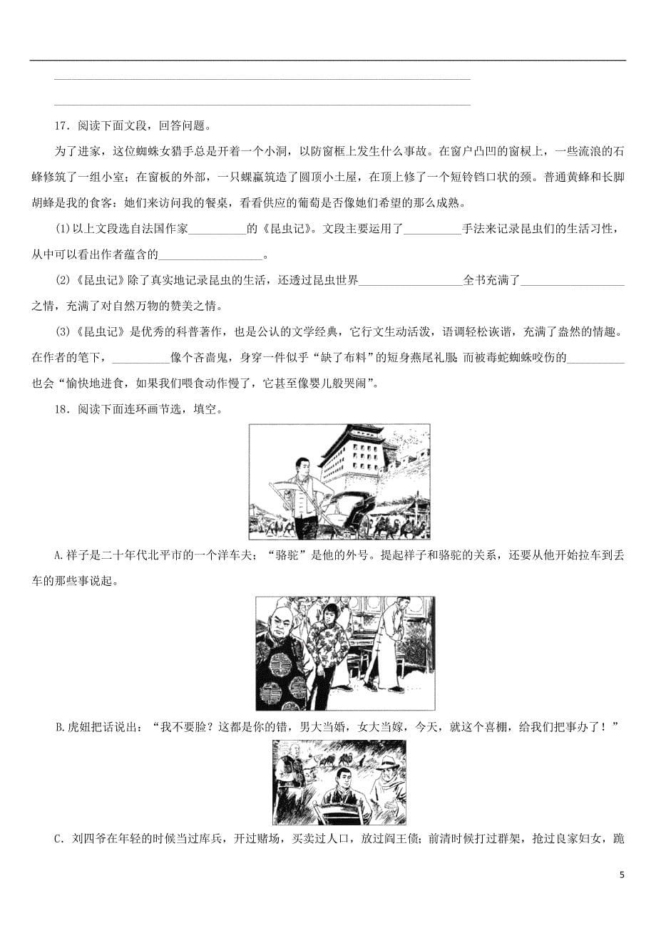 湖南省中考语文专题八名著阅读复习检测_第5页