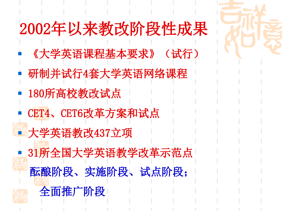 最新大学英语教学改革阶段性成果介绍与思考东南大学李霄翔教学课件_第2页