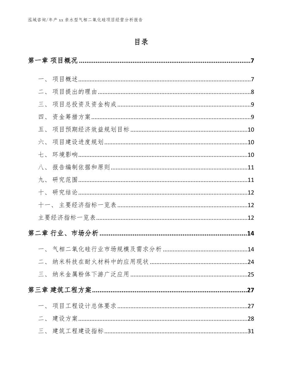 年产xx亲水型气相二氧化硅项目经营分析报告（模板）_第2页