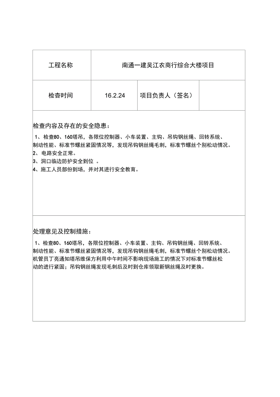 方案负责人带班检查表_第1页