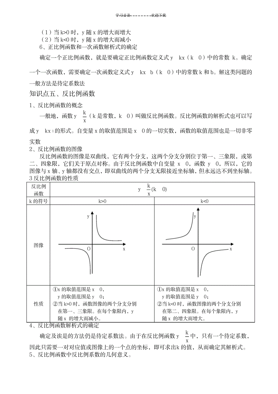 2023年初中所有函数知识点总结归纳详解及记忆口诀1_第4页